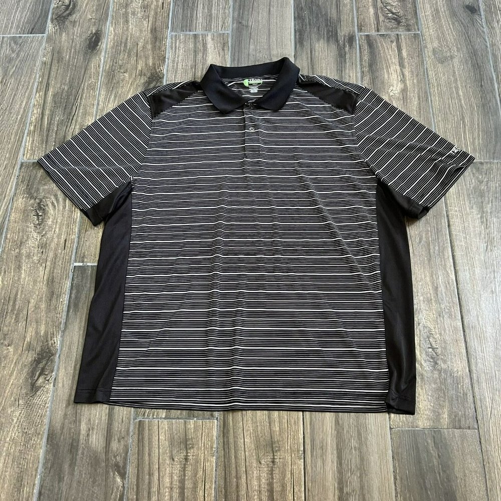 izod x-treme function golf striped black white polo 2XL XXL